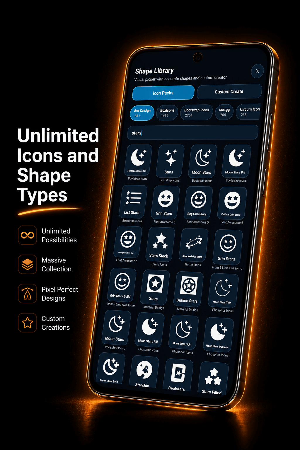 Zedito shapes and icon library